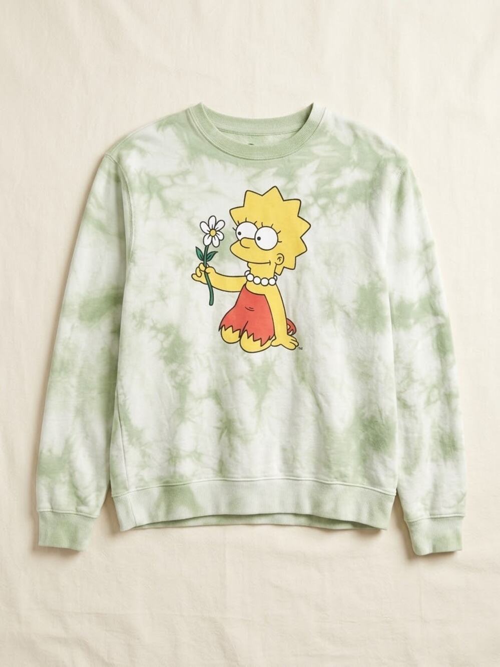 The Simpsons Lisa Simpson Tie Dye Sweatshirt 2XL Green Graphic Pullover